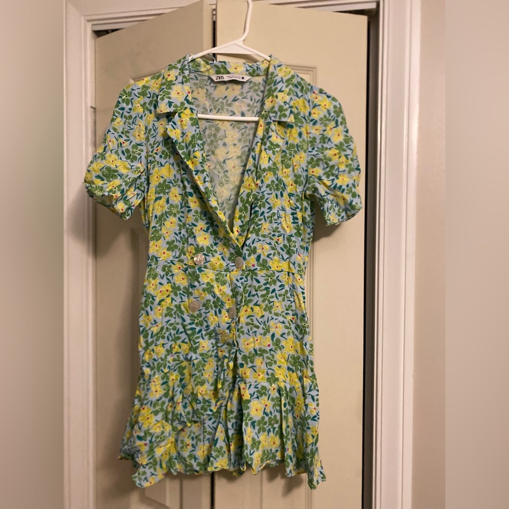 Zara Floral Jumpsuit in Blue and Yellow